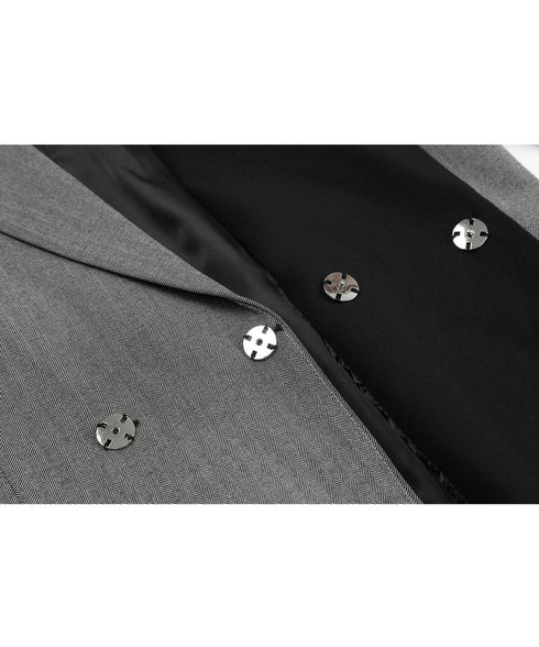 Contrast Lapel Sharp Tailored Jacket